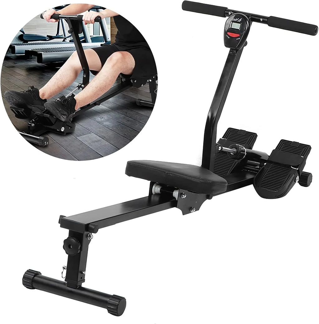 AMONIDA Składany Wioślarz do Domowego Treningu Wioślarskiego z Monitorem Cyfrowym Regulowany Opór Udźwig 120 Kg do ćwiczeń Cardio Całego Ciała