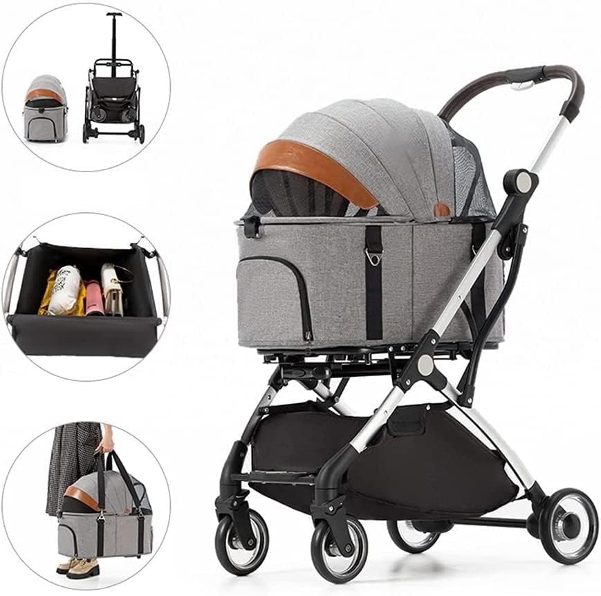 Premium Pet Stroller Dla Kotów Psów Lekki Składany Wózek Dla Zwierząt 4 Koła Materiały Podróżne Oddzielny Wózek Dla Psa Buggy Pushchairs (Color : Black)