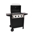 Lofoten - 8,4 kW, 3-palnikowy grill gazowy na kółkach, do użytku na zewnątrz, z pokrywą, 2 chromowanymi rusztami, 2 bocznymi półkami, 1 dolną tacką i termometrem - czarny