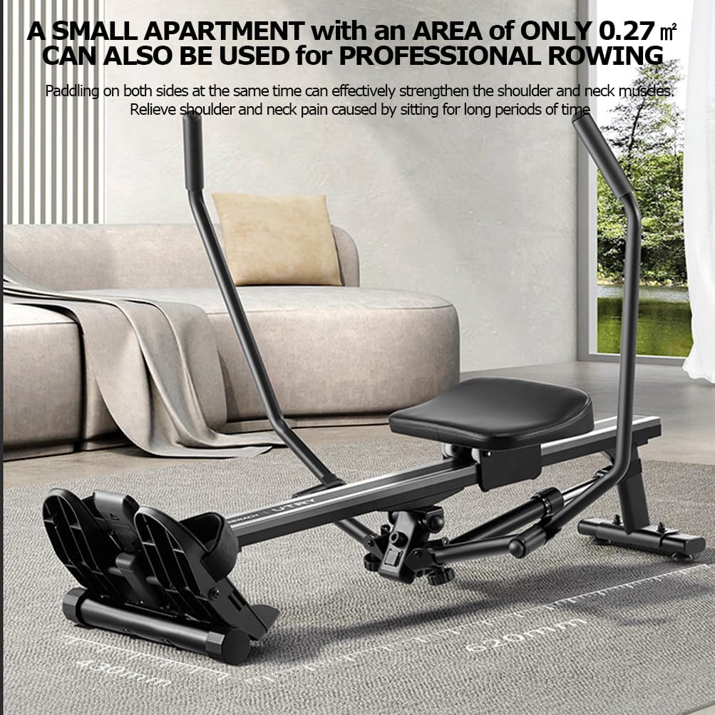 Wioślarz do domowej siłowni, 12 poziomów regulacji oporu, nośność 120 kg, składany, monitor LCD do treningu cardio całego ciała