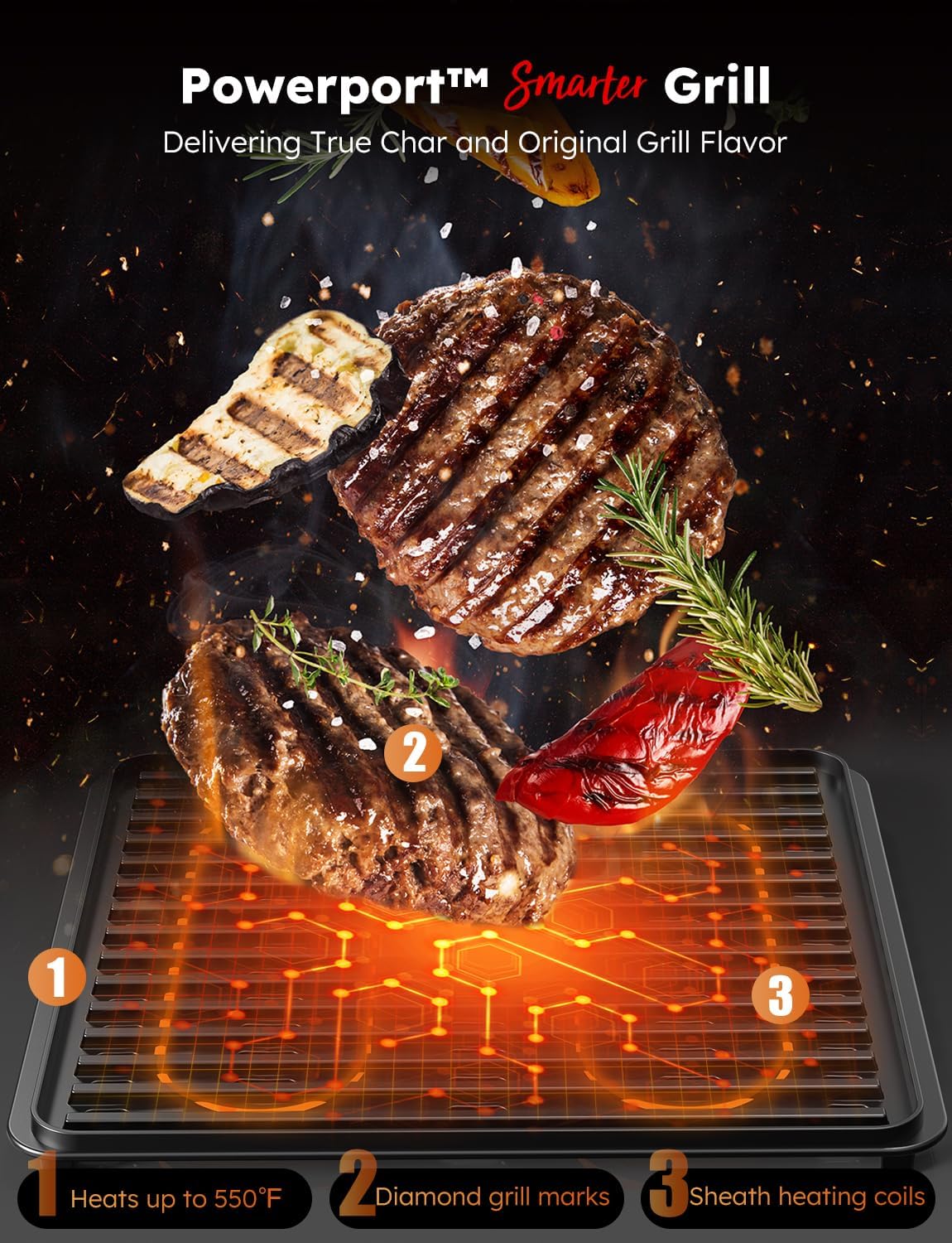 Nuwave X Chef Todd English Air Freyer Oven Combo, grill wtykowy z podgrzewaczami do podgrzewaczy, prawdziwy smak węgla drzewnego, nowy system konwekcji 2024, 2 razy bardziej jednolity, 100 wstępnie