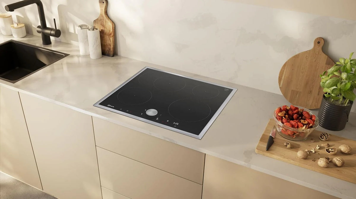 NEFF T56STF1L0 płyta indukcyjna N90, samowystarczalna płyta grzewcza z ceramiki szklano-ceramicznej, szerokość 60 cm, Twist Pad, Home Connect, Smart Hood Automatic, poziom mocy, przylegająca, czarna