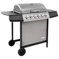 Grill gazowy VidaXL z 6 palnikami, czarno-srebrny