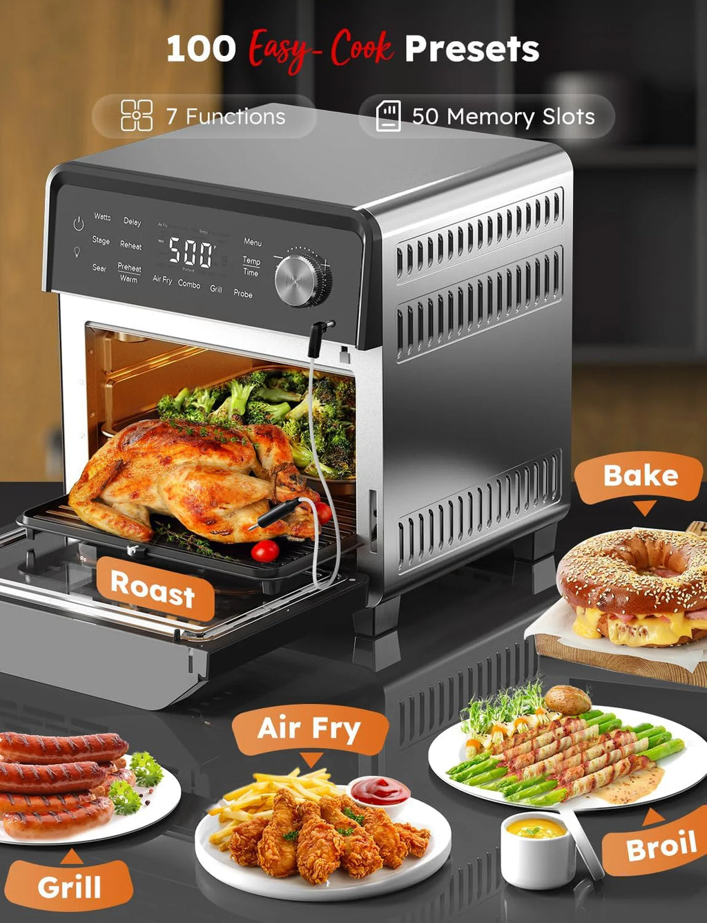 Nuwave X Chef Todd English Air Freyer Oven Combo, grill wtykowy z podgrzewaczami do podgrzewaczy, prawdziwy smak węgla drzewnego, nowy system konwekcji 2024, 2 razy bardziej jednolity, 100 wstępnie