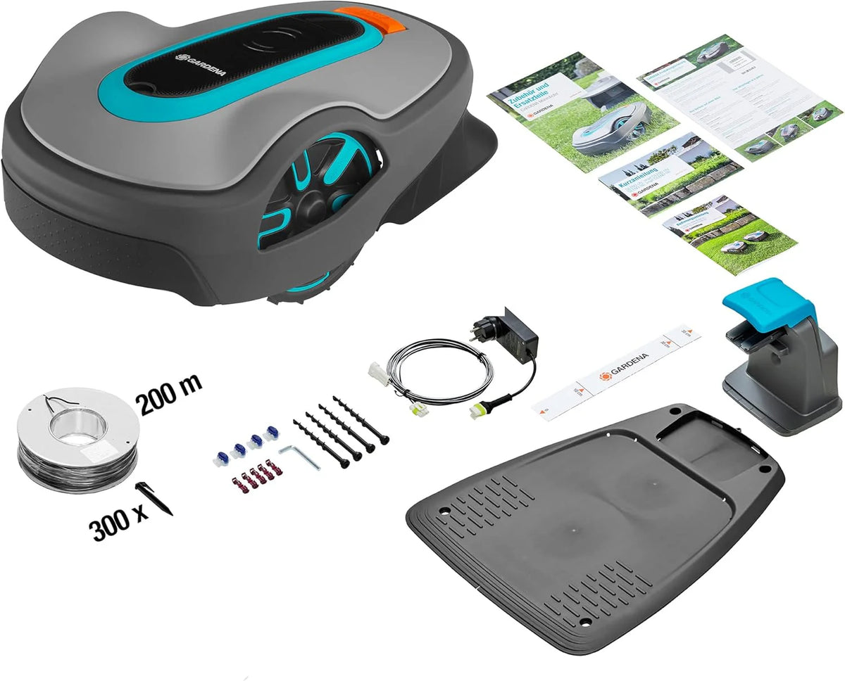 Gardena SILENO life: kosiarka automatyczna do trawników o powierzchni do 1000 m², sterowana za pomocą aplikacji Bluetooth, bardzo cicha - 57 db(A), kosi w każdych warunkach pogodowych (wersja PL)