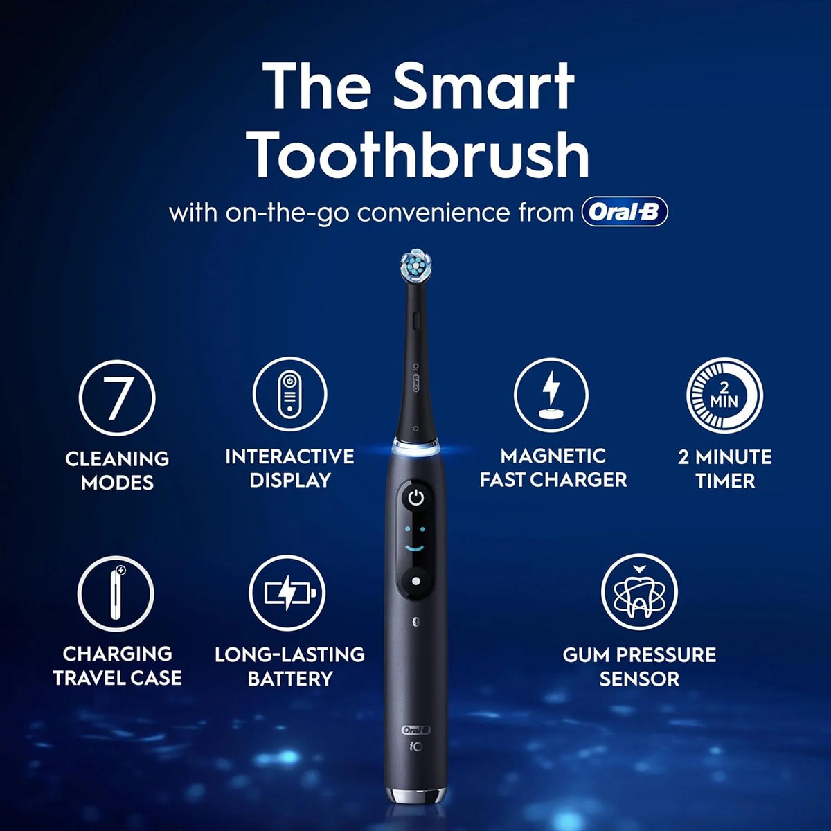 Oral-B iO – 9 – elektryczna szczoteczka do zębów marki Braun, 1 wysokiej jakości czarny uchwyt z rewolucyjną technologią magnetyczną, kolorowy wyświetlacz, 1 głowica szczoteczki do zębów, 1 etui