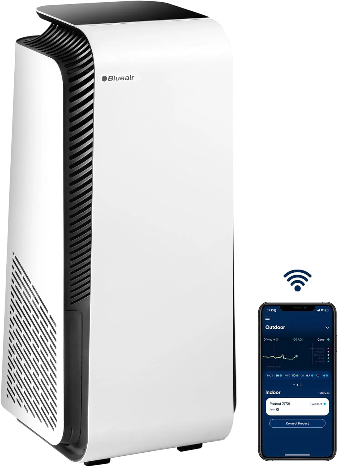 BLUEAIR HealthProtect 7470i - Cichy Oczyszczacz Powietrza HEPA dla Powierzchni do 91m², Skuteczny Przeciw Bakteriom, Alergenom, Wirusom i Dymowi, Biały