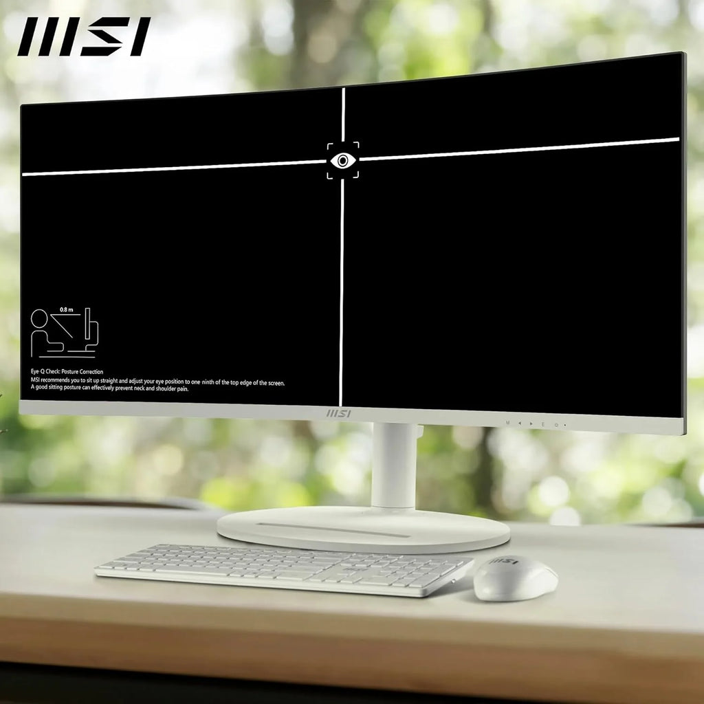MSI Nowoczesny MD342CQPW 34'' ekran PC UWQHD zakrzywiony 1500R - Panel VA 3440 x 1440, KVM, PIP/PBP, szeroka gama kolorów, komfort oczu, wbudowane głośniki, regulacja 3-osiowa - HDMI 2.0b, DP 1.4