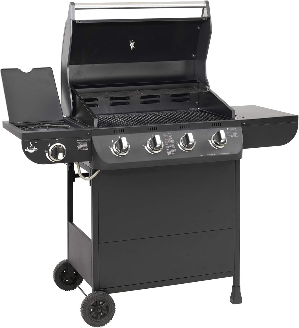 Grill gazowy COLUMBUS 4 + 1 palnik firmy El Fuego® BBQ BBQ grill na kółkach, grill gazowy Barbecue AY 563