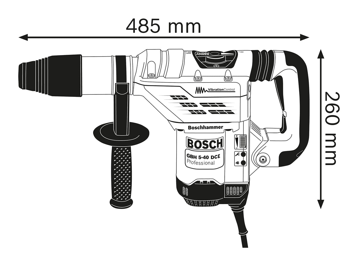 Bosch Professional: młot udarowo-obrotowy GBH 5-40 DCE (1 150 W, uchwyt SDS max, nominalna prędkość obrotowa 165 – 330 min-1, walizka)