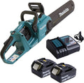 Makita DUC353Z podwójna akumulatorowa piła łańcuchowa + 2 x akumulator BL1850B Li-Ion 18,0 V 5,0 Ah + DC18RC szybka ładowarka 7,2 V - 18 V