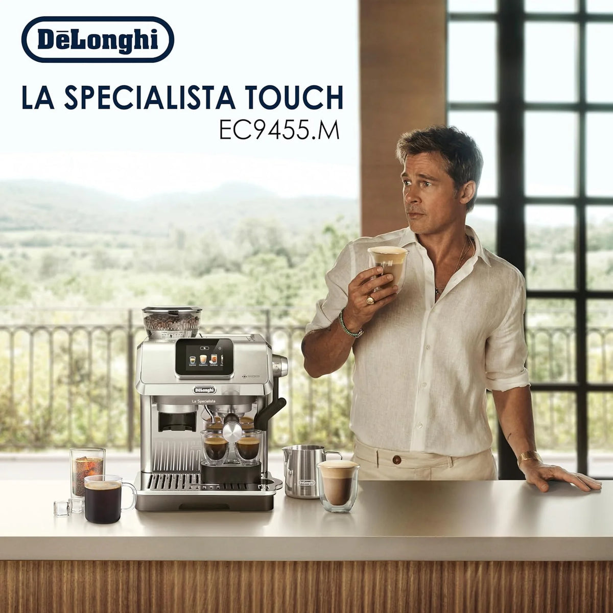 De'Longhi Specjalista dotykowy EC9455.M ekspres do kawy z młynkiem do kawy, funkcja Cold Brew, automatyczne i ręczne spienianie mleka, 10 bezpośrednich przepisów, wyświetlacz dotykowy, w zestawie