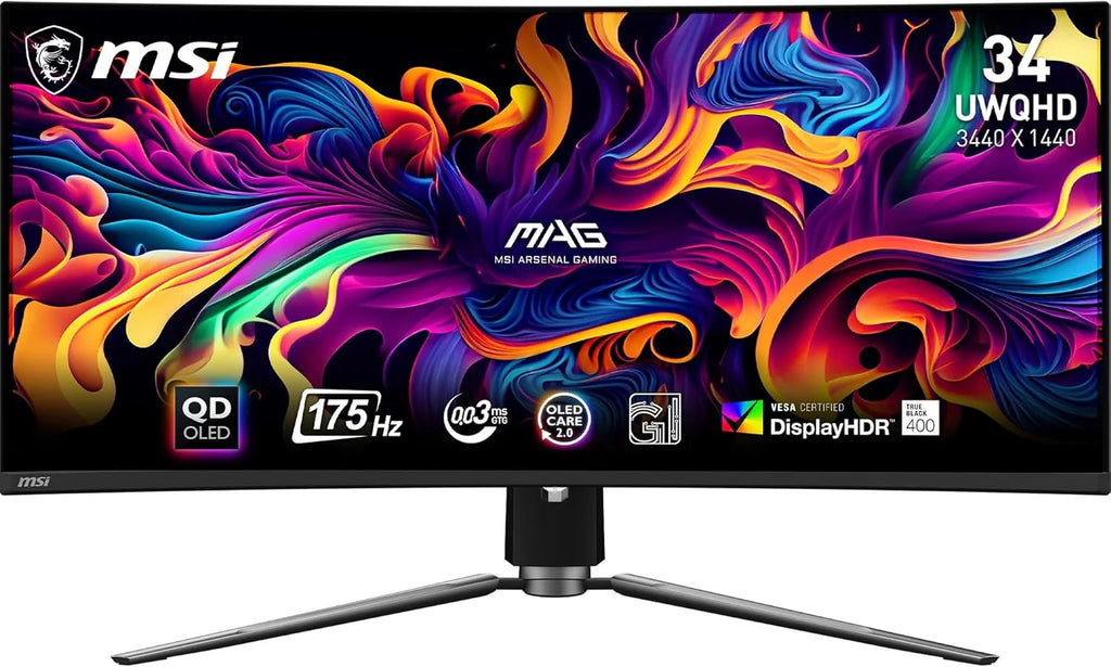 MSI MAG 341CQP QD-OLED monitor komputerowy 86,4 cm (34) 3440 x 1440 px UltraWide Quad HD QDOLED Czarny