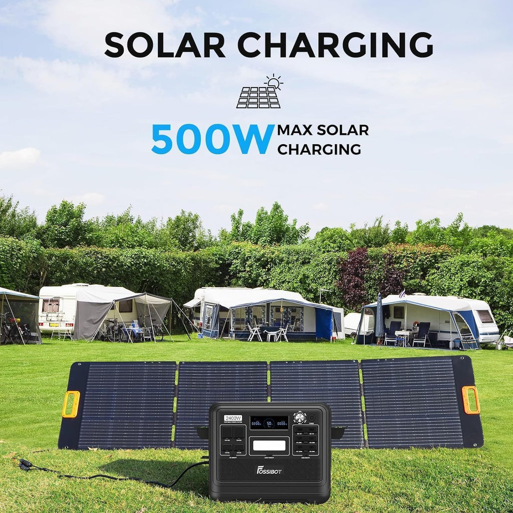 FOSSIBOT-Polska F2400 VAT 23% Power station 2400 W, 2048 Wh LiFePO4 przenośny generator solarny 3 × 230 V AC gniazdko (4800 W Peak), mobilne zasilanie do samochodów kempingowych, generator solarny