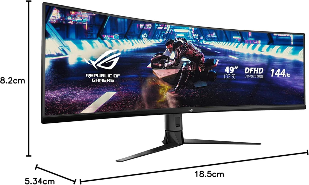 ASUS ROG STRIX zakrzywiony XG49VQ, 125% sRGB, DP, HDMI, USB 3.0, FreeSync 2 HDR, DisplayHDR 400, AuraSync