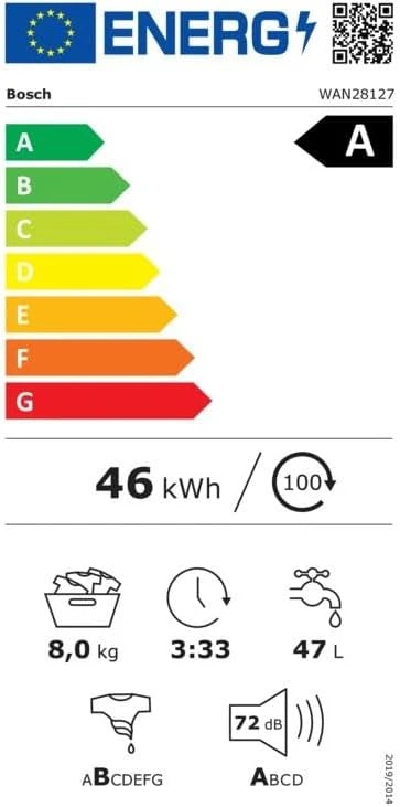 Bosch Hausgeräte WAN28127 seria 4 pralka, 8 kg, 1400 obr./min, Iron Assist: para do rozcinania; klasa energetyczna A; Active Water Plus: maksymalna oszczędność energii i wody; Speed Perfect