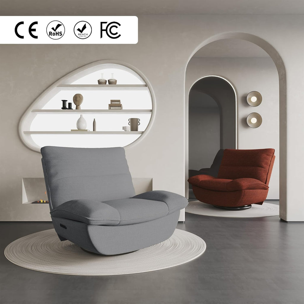 Fotel relaksacyjny FLEXISPOT XC6, sofa obrotowa z funkcją bujania, fotel telewizyjny z regulowanym oparciem, fotel rozkładany do sypialni, salonu i kina domowego (beżowy)