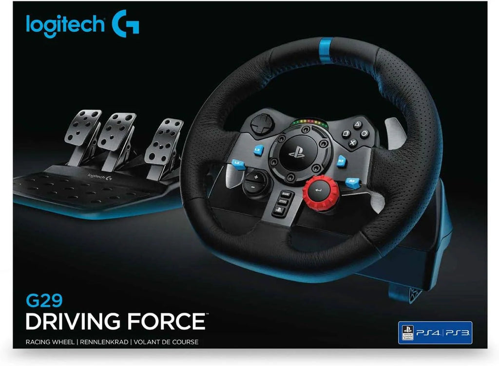 Logitech G G29 SE Driving Force, kierownica i pedały wyścigowe, siłowe sprzężenie zwrotne, prawdziwa skóra + Driving Force Shifter, dźwignia zmiany biegów - do konsol PS5, PS4 i PC/Mac - Czarny