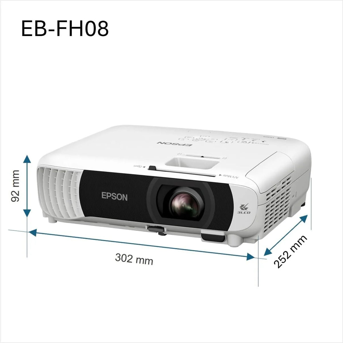 Epson EB-FH08 projektor 3LCD (3600 lumenów) 337 cali, przekątna ekranu ok. 8,56 m, 2 HDMI, 1920 x 1080p FullHD, funkcja dzielonego ekranu
