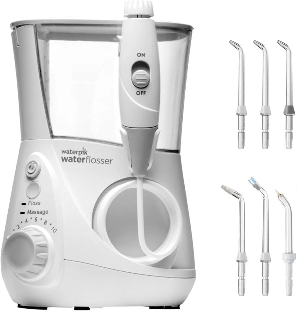 Waterpik Irygator Ultra Professional, 6 Końcówek, Zaawansowana Kontrola Ciśnienia z 10 Trybami, Usuwanie Płytki Nazębnej, Kolor Azul, 650 ml (WP-662EU)