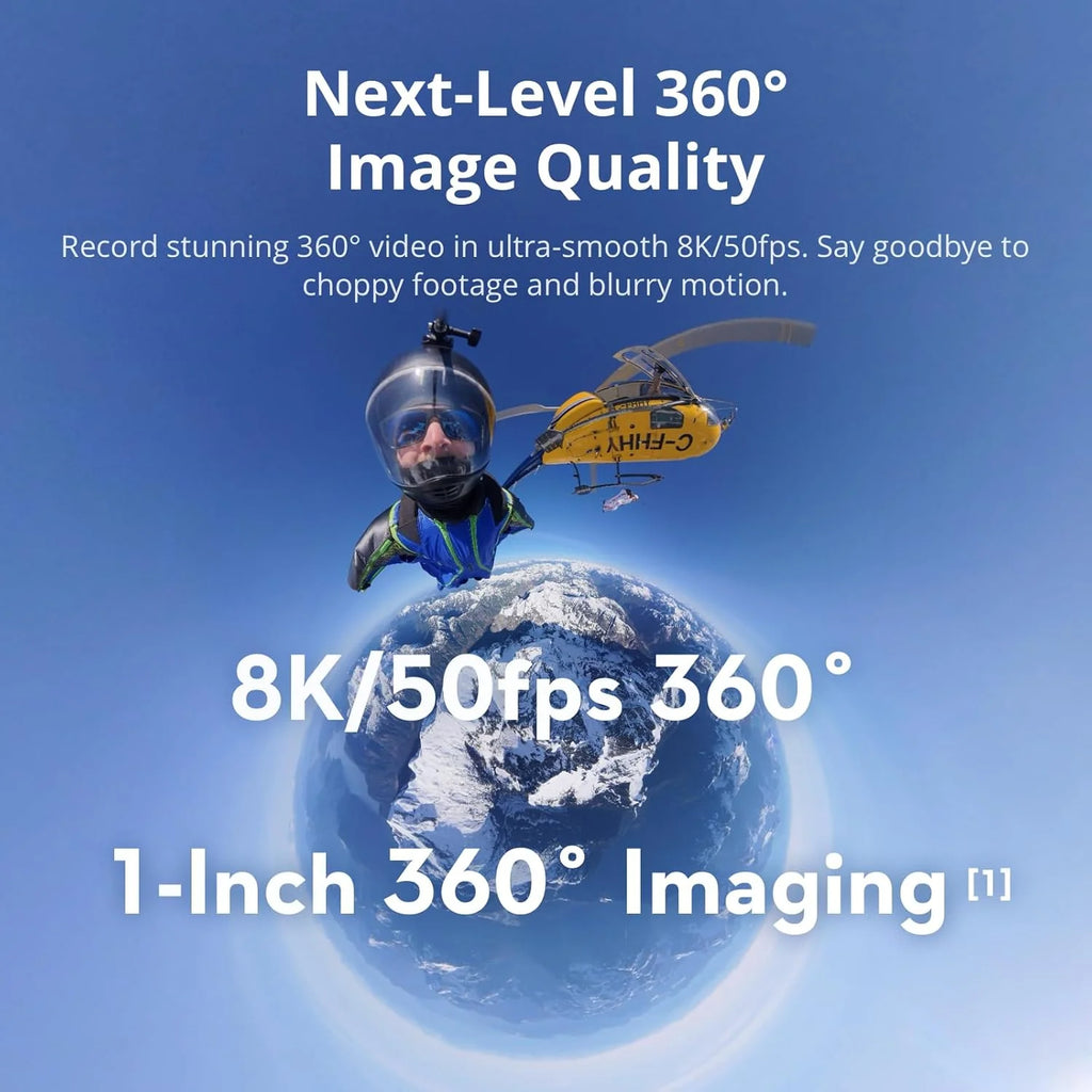 DJI Osmo 360 Adventure Combo, kamera 360 z 1-calowym obrazowaniem 360°, wydłużony czas pracy z 3 akumulatorami, natywne wideo 8K 360°, kamera sportowa do tworzenia vlogów