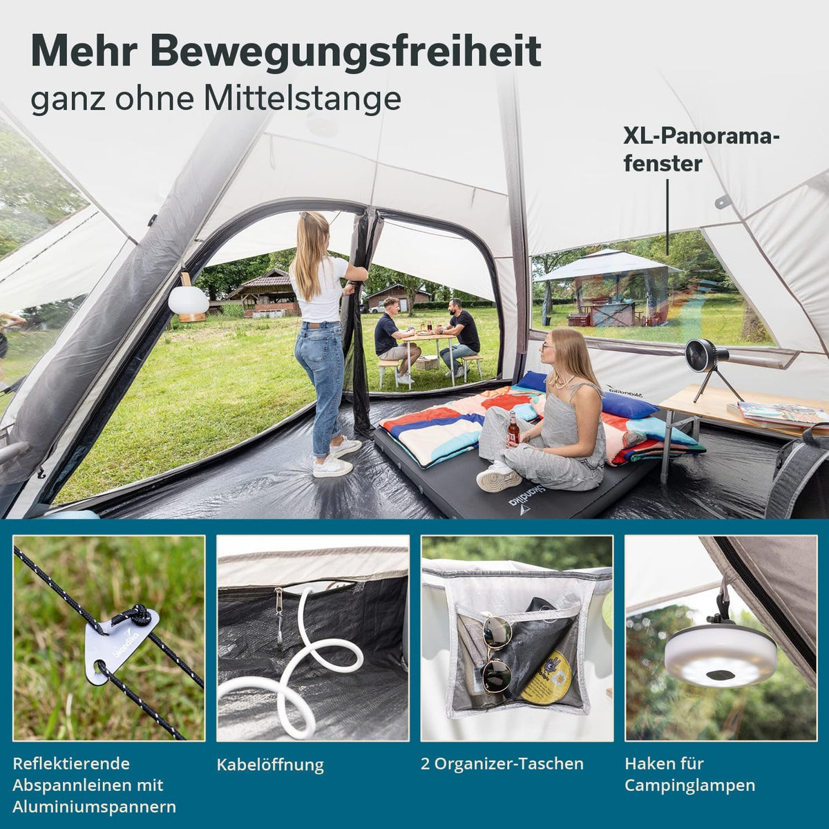 Skandika Tipi Hetta 460 Air Protect nadmuchiwany namiot rodzinny dla 6 osób, wysokość 2,95 m, słup wody 3000 mm, wszyta podłoga, UV 50+, namiot kempingowy, namiot festiwalowy, namiot indiański