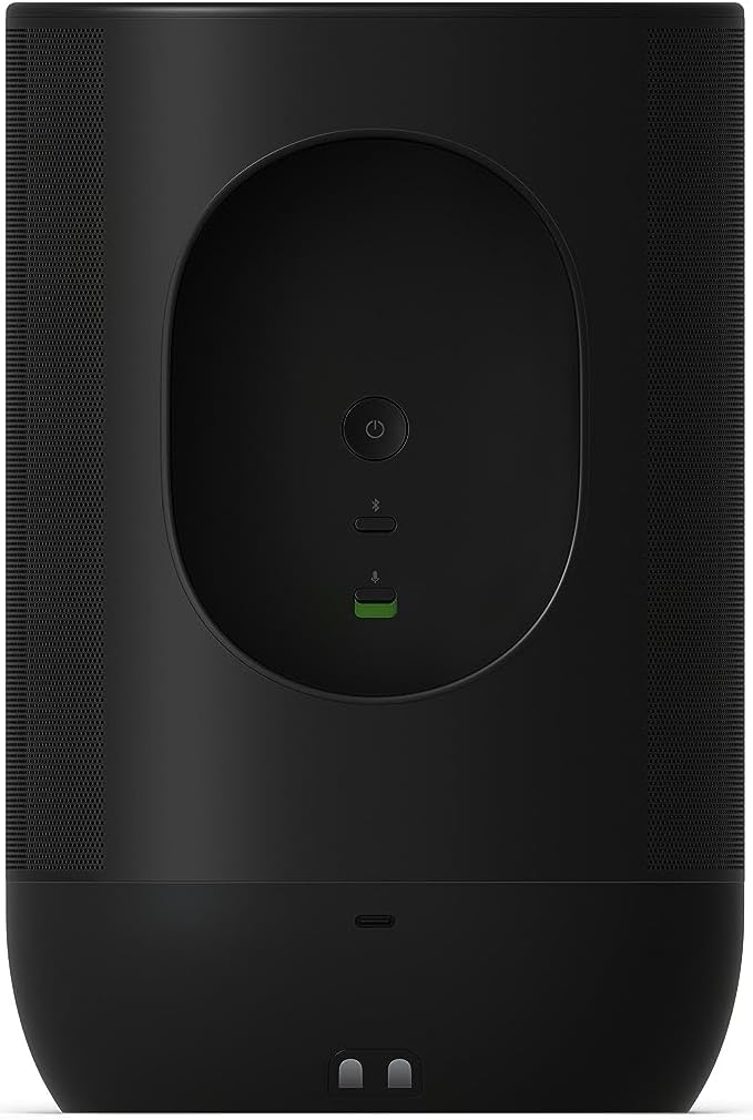 Sonos Move 2 | Bezprzewodowy głośnik przenośny z Wi-Fi, Bluetooth, Amazon Alexą, 24 godzinami pracy na akumulatorze, indukcyjną podstawą ładującą - Biały