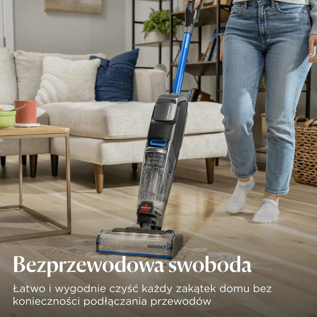 BISSELL CrossWave OmniForce, Odkurzacz Bezprzewodowy Mokro i Sucho, Odkurzanie i Mycie lub tryb Wyłącznie Odkurzania, Odkurzacz Piorący o Wysokiej Mocy, 240m² Czyszczenia Wielopowierzchniowego, 3912N