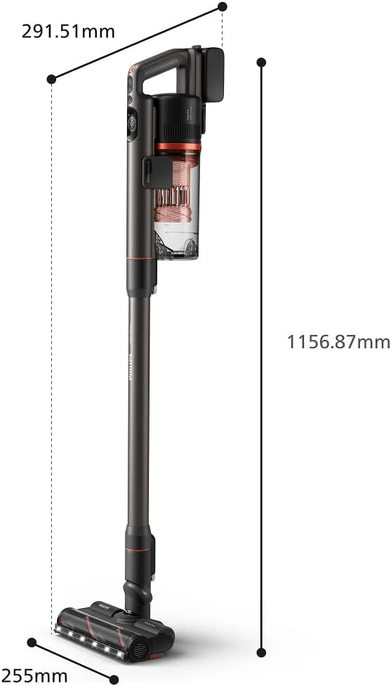 Philips SpeedPro Max Bezprzewodowy Odkurzacz Pionowy 7000 Series, Do Sierści Zwierząt, Mocne Ssanie 360°, Maks. 80 min, Bez Plątania, Do Dywanów i Twardych Podłóg, 4 Narzędzia LED (XC7065/01)