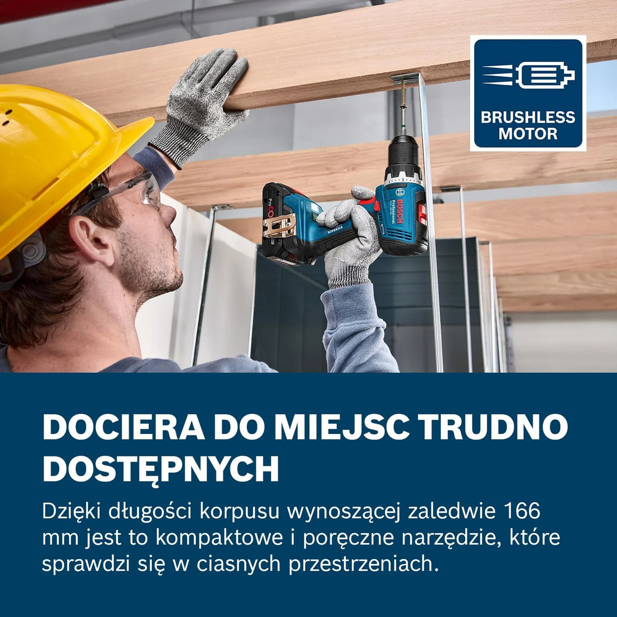 Bosch Professional 18 V firmy Bosch: wiertarko-wkrętarka akumulatorowa GSR 18V-65 (silnik bezszczotkowy, długość korpusu 166 mm, 2x ProCORE18V 4.0Ah, walizka L-BOXX)