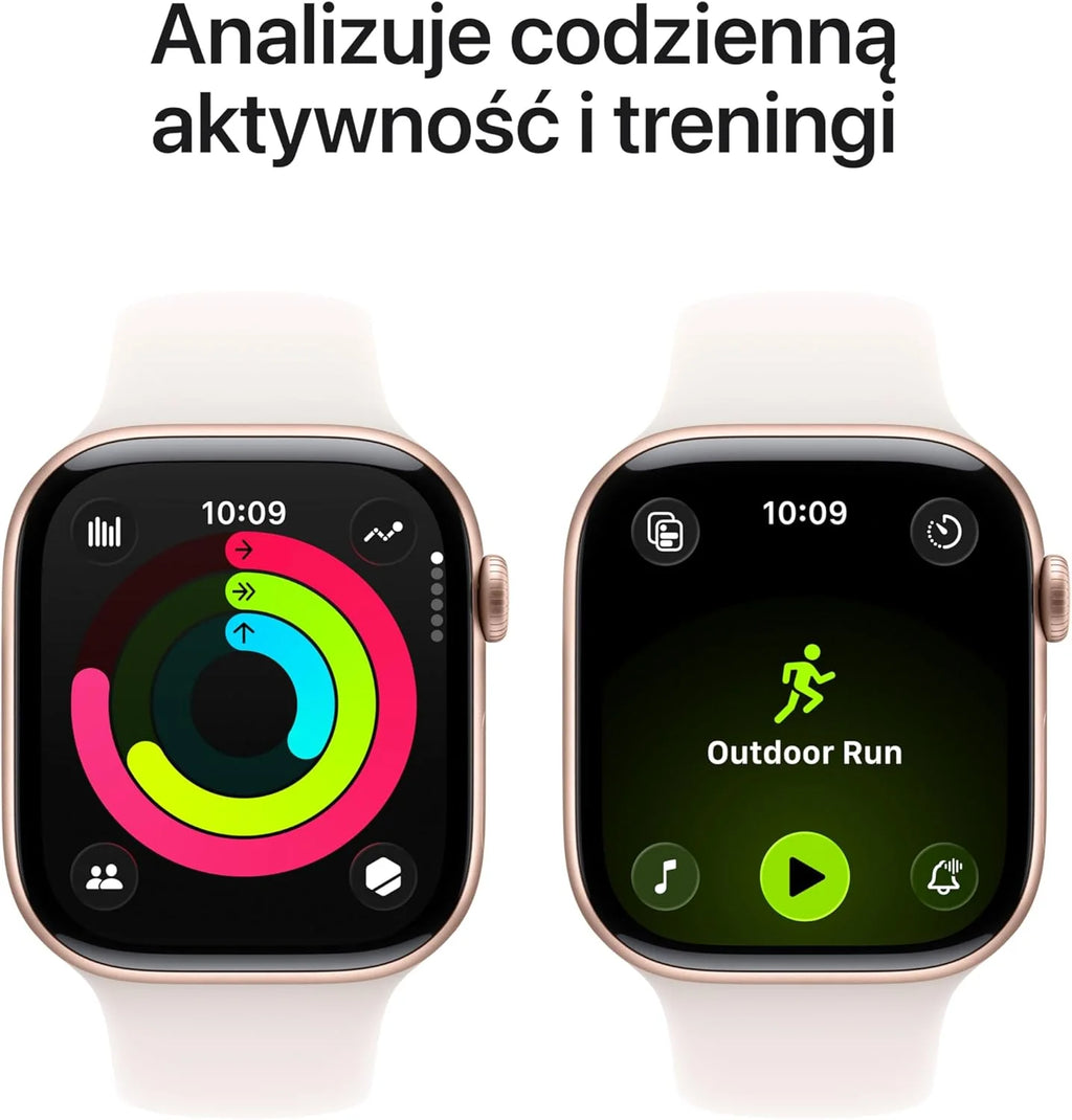 Apple Watch Series 11 GPS 42 mm Smartwatch, koperta z aluminium kolor Niedościgniona czerń, Pasek sportowy kolor czarny - S/M. Wynik snu, monitor fitness, monitorowanie stanu zdrowia