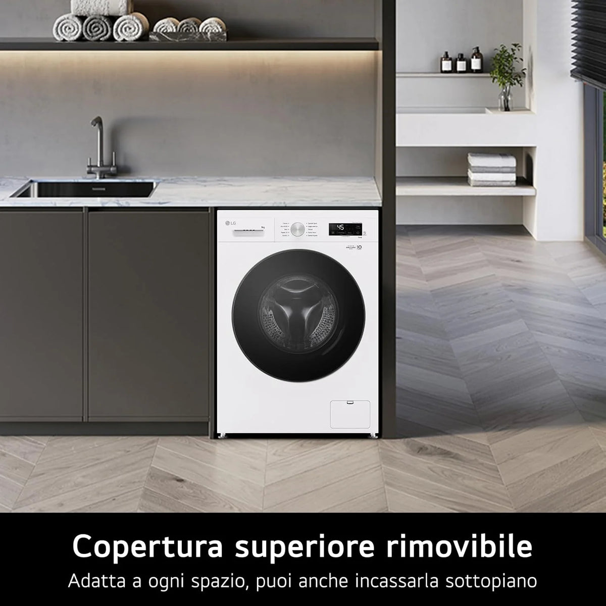 LG F4NX1009NWB pralka 9 kg z ładowaniem przednim serii X1, klasa A, 1400 obrotów, Wi-Fi, 6 Motion Direct Drive, Allergy Care do prania parowego, wolnostojąca, Essence White