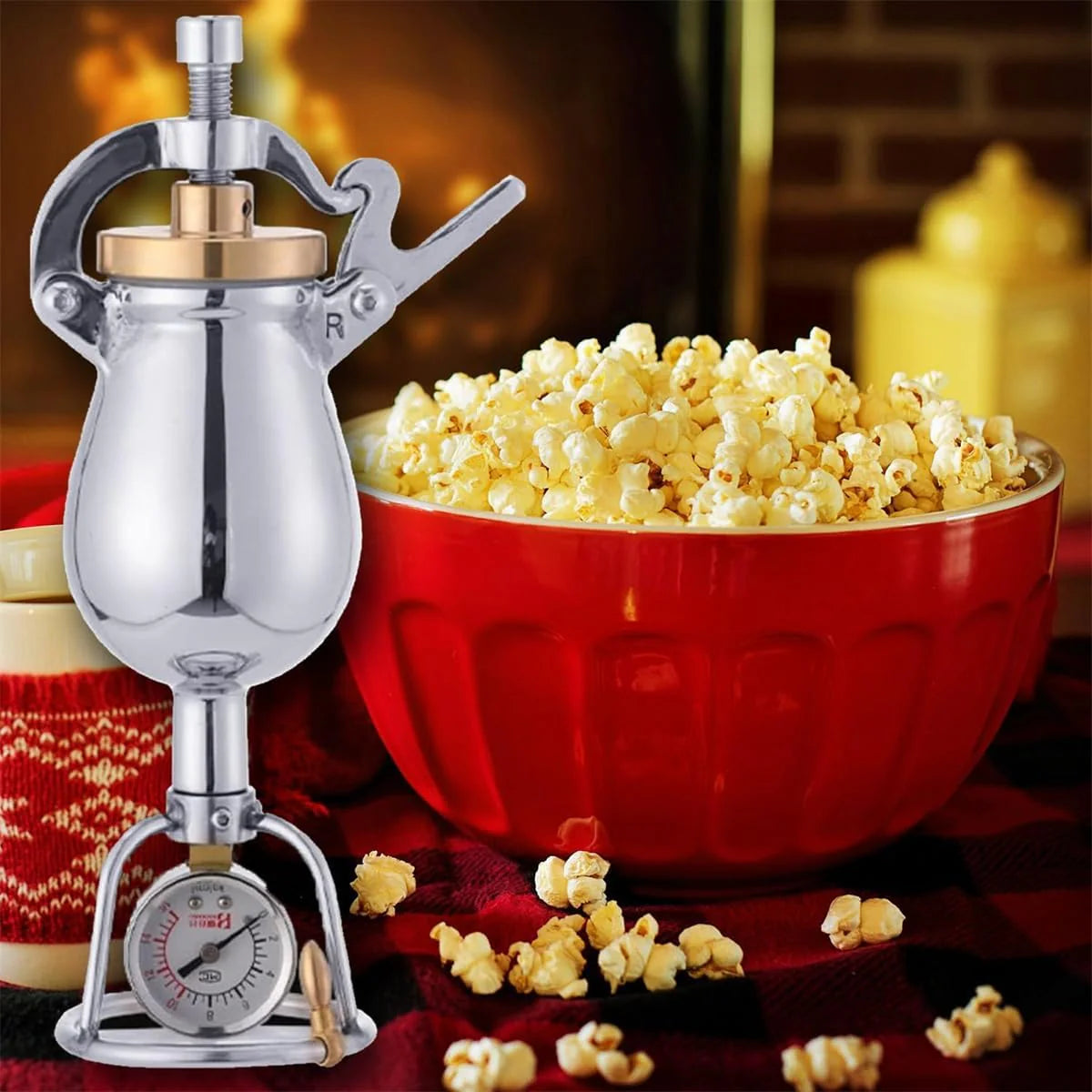 Ręczna maszyna do popcornu, mini garnek do popcornu ze stali nierdzewnej, popcorn do popcornu na rodzinne spotkanie, 260 ml ，Maszyna do popcornu(300ml)
