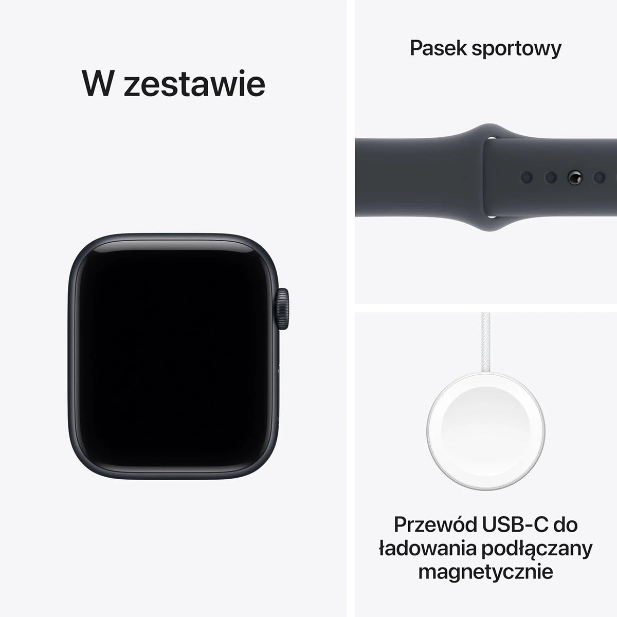 Apple Watch SE 3 GPS 44 mm Smartwatch, koperta z aluminium kolor Północ i Pasek sportowy w kolorze Północ - M/L. Monitor fitness i snu, monitor pracy serca