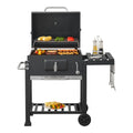 Grill węglowy Arnad z 3 stalowymi półkami 105x114x48cm - czarny [casa.pro]