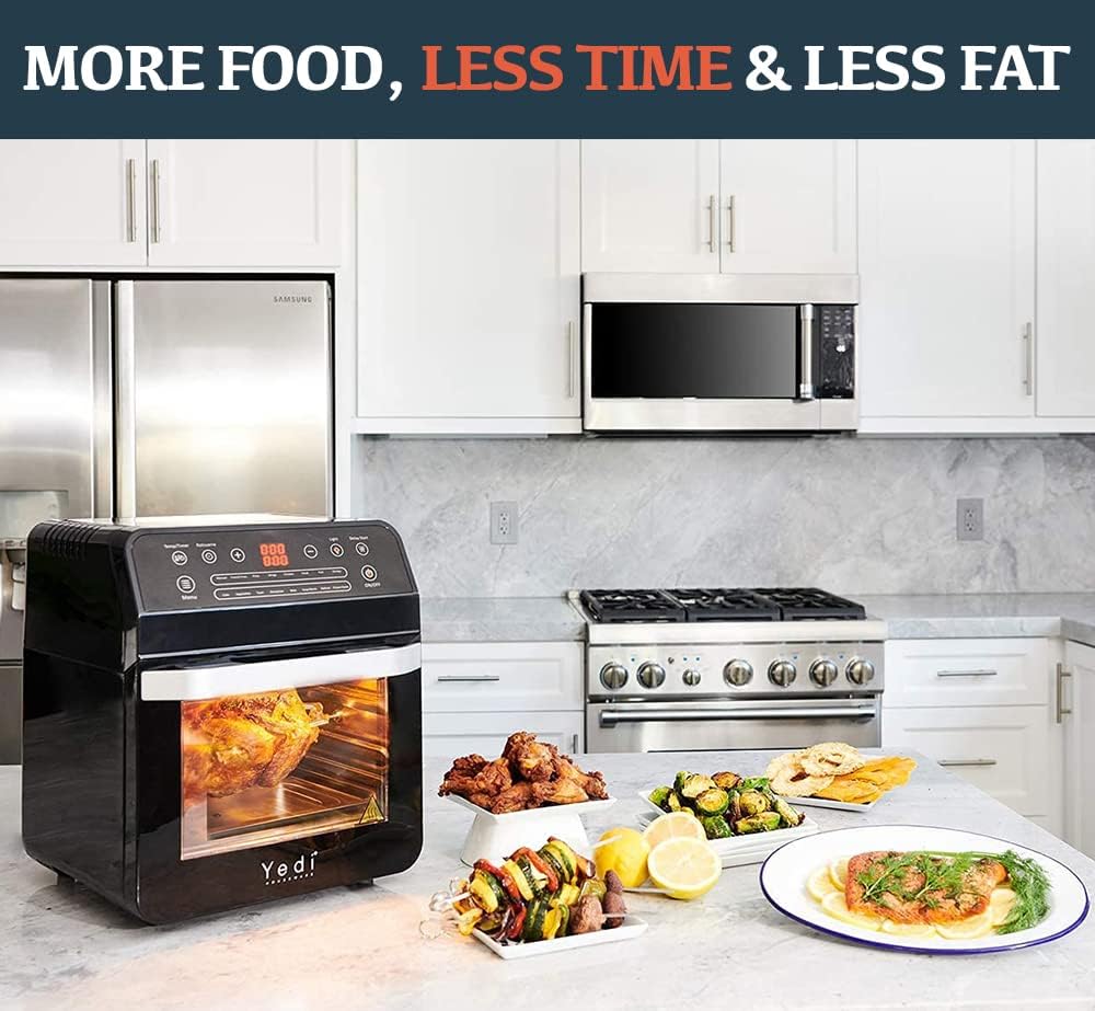 Yedi Total Package Air Fryer Oven XL, 12 litrów, zestaw akcesoriów Deluxe, przepisy kulinarne, bez BPA, automatyczne wyłączanie, kolor czarny