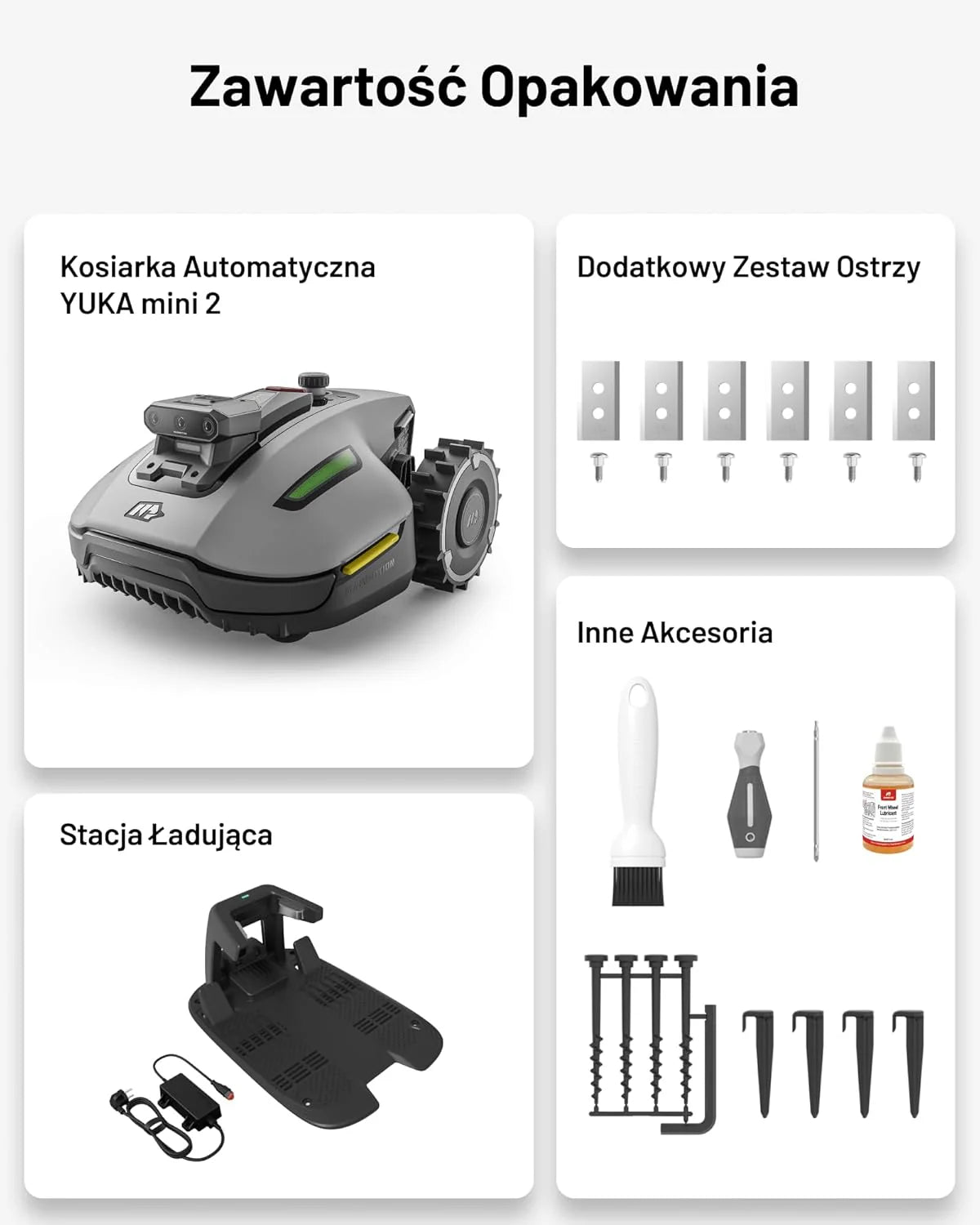 Mammotion YUKA 2000 Kosiarka Automatyczna z zamiatarką, Zalecane 2000 m², maks.2400 m²,i Nachyleniu 45%, UltraSense AI Vision do Auto-Mapowania Wysokość Koszenia 20-90mm Szerokość Koszenia 320mm