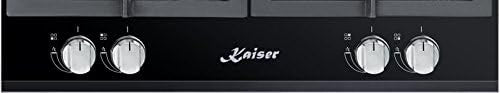 Kaiser KCG 6394 Turbo, płyta gazowa 60 cm, ekskluzywne czarne szkło - wolnostojąca - płyta grzewcza - 4 palniki wysokiej jakości -3,8 kW - palnik WOK - możliwy gaz ziemny i propan