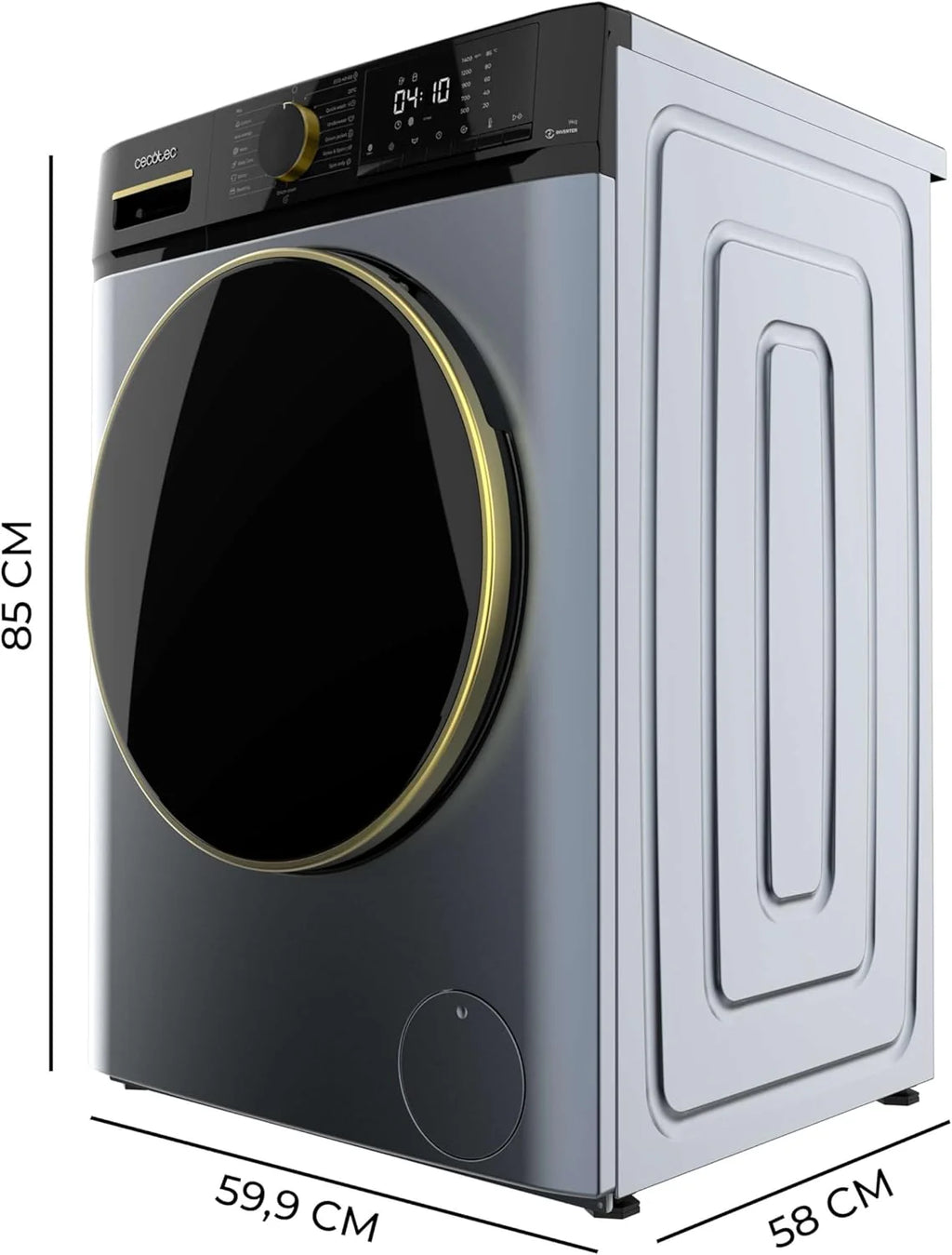 Cecotec Pralka przednia 9Kg Bolero Dresscode 9610 Inverter Blue Ice A. 2000 W, 1400 obr./min, funkcja pary, silnik Inverter Plus, 15 programów, optymalizuje poziom wody i czas prania