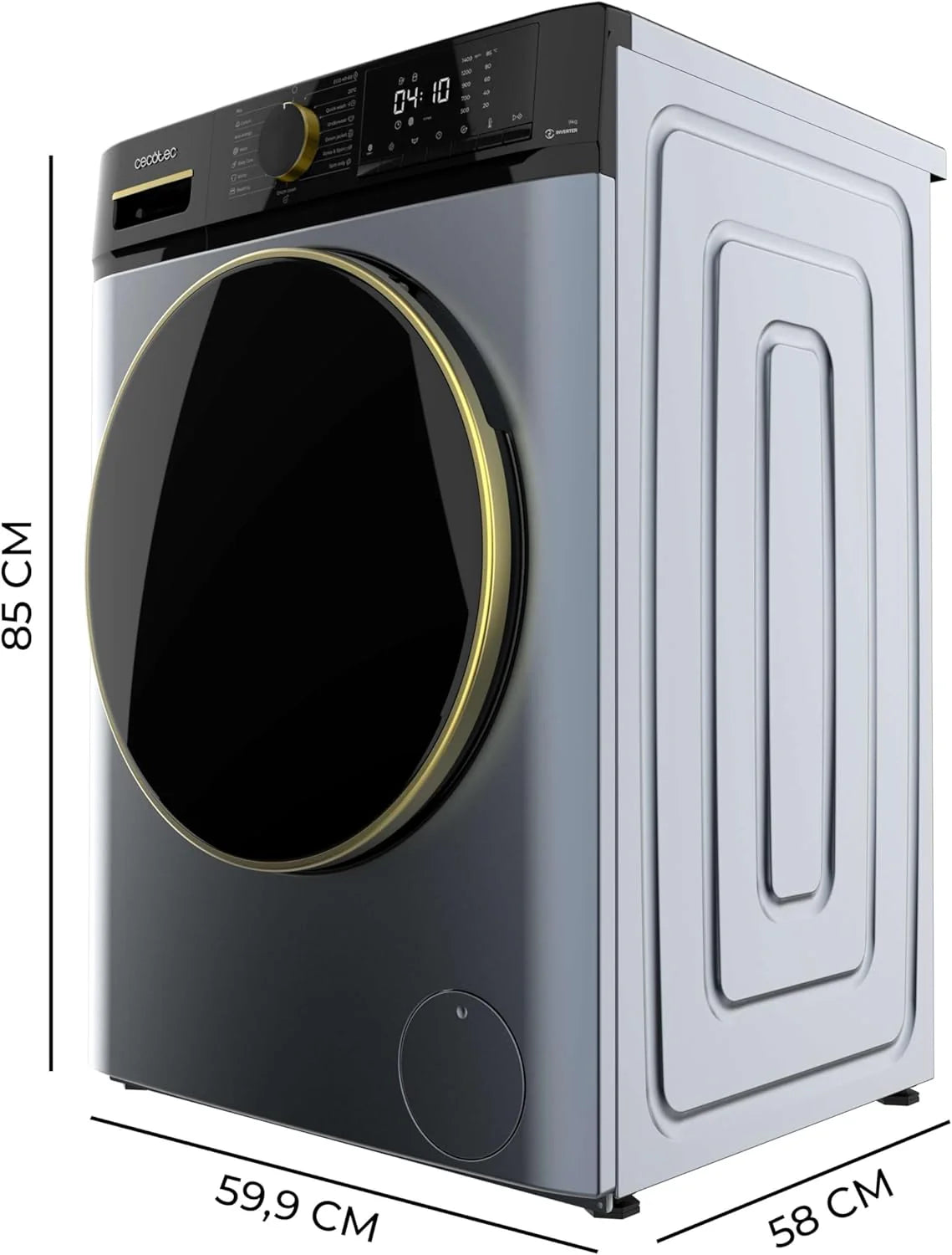 Cecotec Pralka przednia 9Kg Bolero Dresscode 9610 Inverter Blue Ice A. 2000 W, 1400 obr./min, funkcja pary, silnik Inverter Plus, 15 programów, optymalizuje poziom wody i czas prania