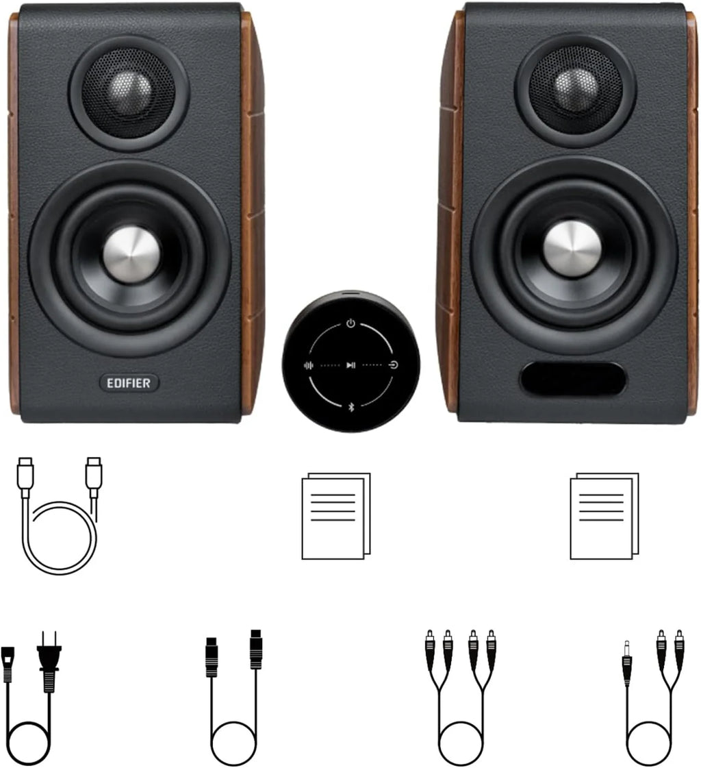 Edifier S880DB MKII aktywne głośniki Hi-Fi | Hi-Res Audio Wireless LDAC | 88 W pełni cyfrowy DSP | elegancka drewniana obudowa | RCA, optyczny, koax, USB-C i sub-out, pilot zdalnego sterowania 2,4 GHz