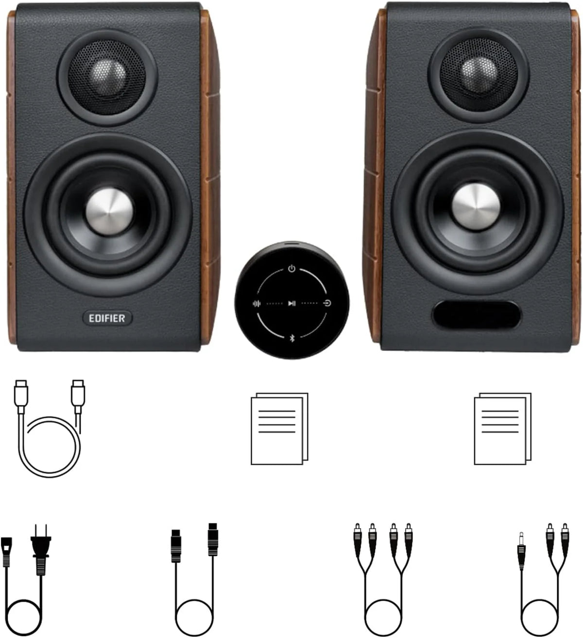 Edifier S880DB MKII aktywne głośniki Hi-Fi | Hi-Res Audio Wireless LDAC | 88 W pełni cyfrowy DSP | elegancka drewniana obudowa | RCA, optyczny, koax, USB-C i sub-out, pilot zdalnego sterowania 2,4 GHz