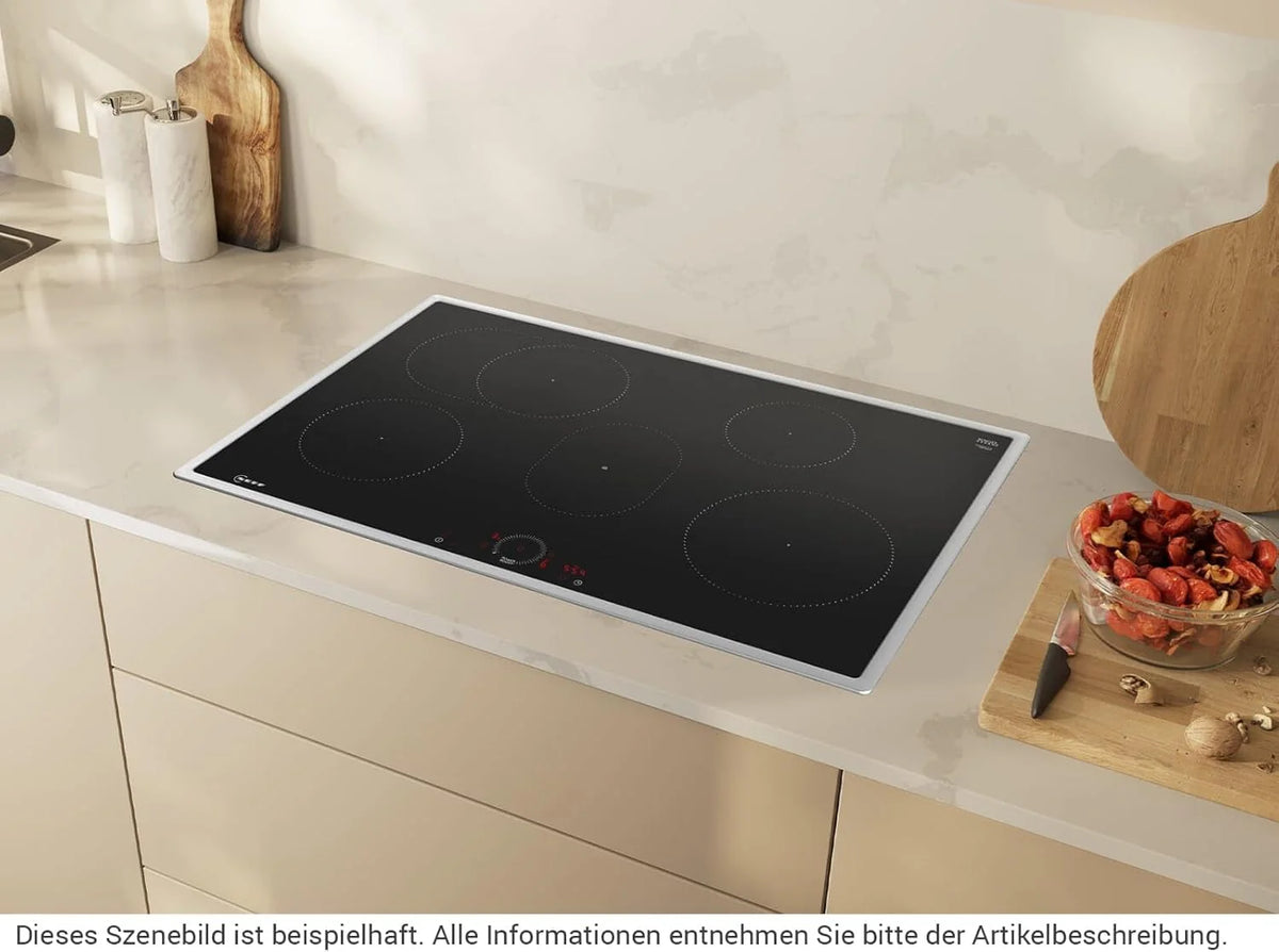 NEFF T58SHF1L0 płyta indukcyjna N70, samowystarczalna płyta grzewcza z ceramiki szklano-ceramicznej, szerokość 80 cm, Twist Touch, Home Connect, Smart Hood Automatic, poziom mocy, przylegająca, czarna
