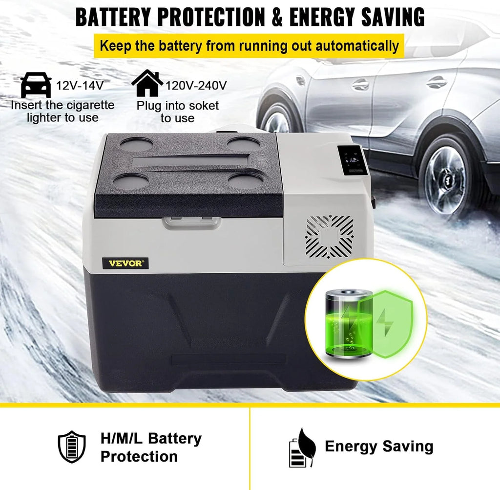 VEVOR Przenośna lodówka elektryczna 80 W, 12/24 V, wydajne chłodzenie -20℃ - 20℃ z niskim poziomem hałasu 45 dB, do samochodów i kamperów (55 l)