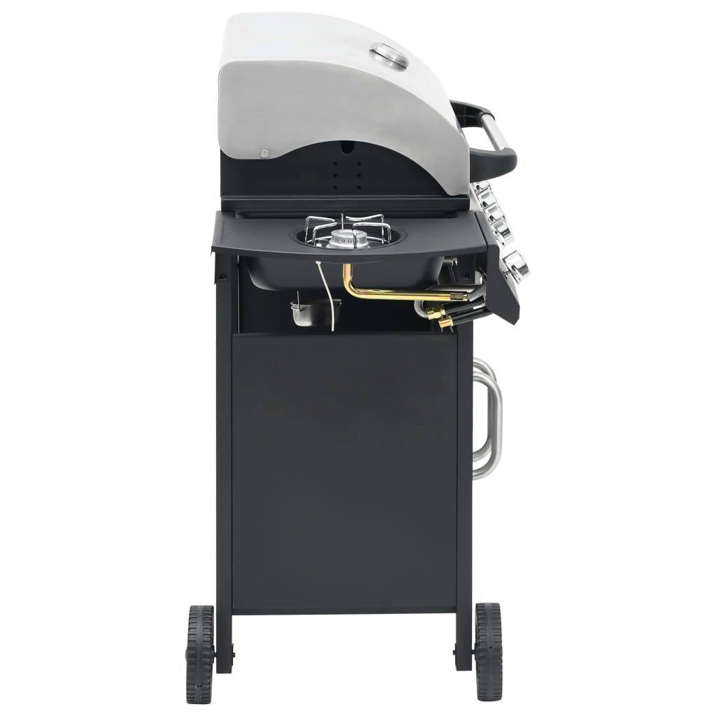 Grill gazowy Vidaxl z 4+1 palnikami, czarno-srebrny