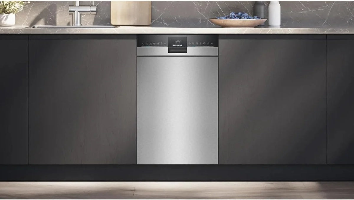 Siemens SR53HS74KE, iQ300, inteligentna, częściowo zintegrowana zmywarka, 45 cm, program Eco 50°C, varioSpeed Plus, kosz górny z regulacją wysokości, rackmatik, zabezpieczenie przed dziećmi