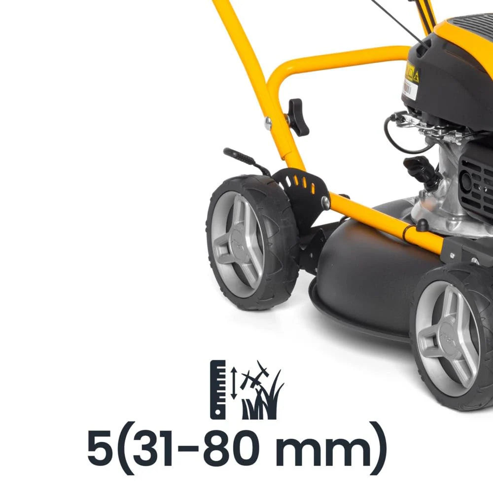 STIGA Multiclip 47 S silnik wybuchowy, kosiarka do trawy trakcyjnej z silnikiem o pojemności 123 ccm, płyta tnąca 45 cm, 5 wysokości cięcia, ergonomiczny uchwyt składany