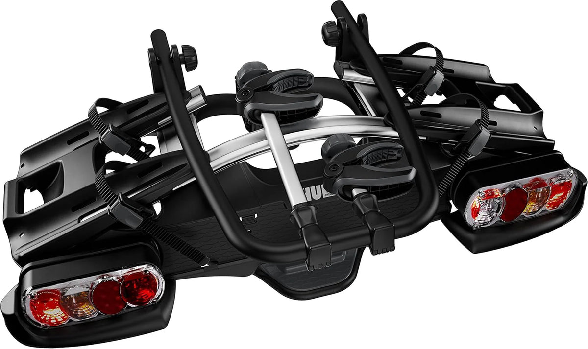 Thule 924000 VeloCompact 213-pinowy aluminiowy bagażnik rowerowy na hak holowniczy, 130 cm x 56 cm x 76 cm, czarny, 2 sztuki