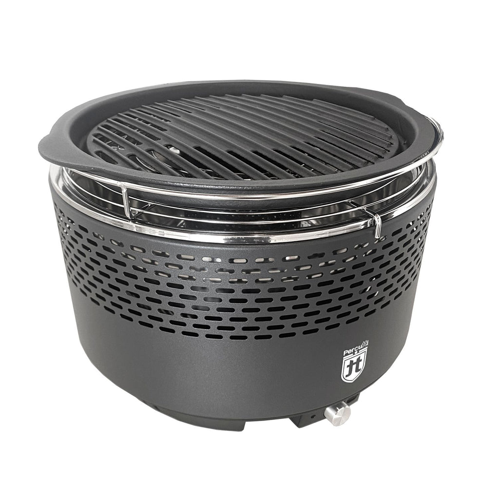 Przenośny grill bezdymny Percutti | Wentylator USB | Grill węglowy z torbą transportową | Szybkie i czyste gotowanie | Idealny na balkon, kemping, do ogrodu lub na patio
