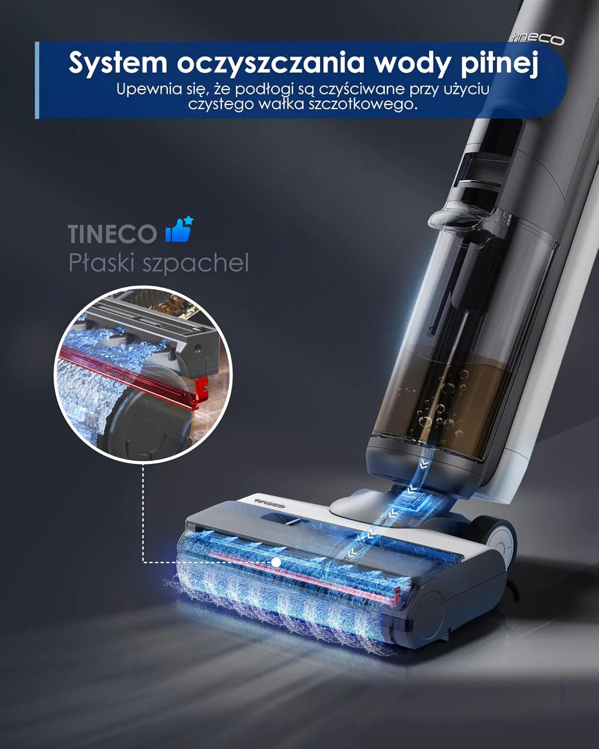 Tineco FLOOR ONE S5 Inteligentny bezprzewodowy odkurzacz na mokro i na sucho i mop do twardych podłóg, cyfrowy wyświetlacz, długi czas pracy, doskonały do lepkiego bałaganu i sierści zwierząt
